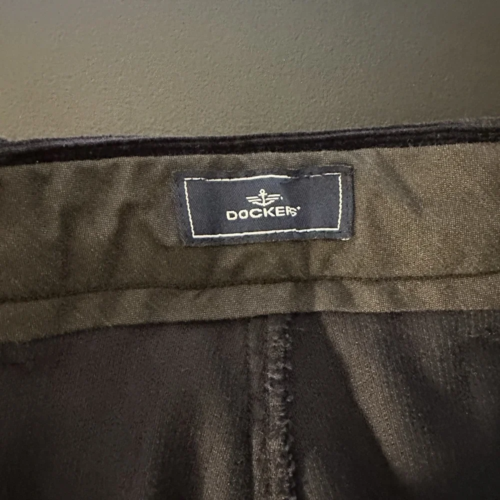 Y2K Dockers Corduroy Pants Men's 36x29 Navy Relaxed Fit Pleated Wide Wale Cuffed